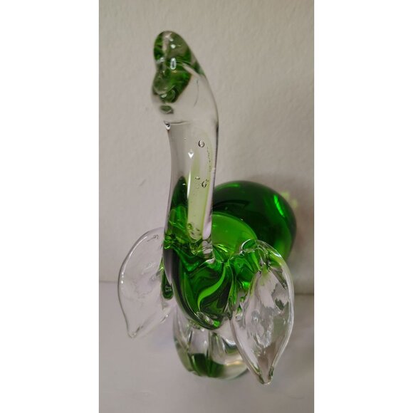 Art Glass Trunk Up Glass Elephant Figurine, Good Luck, Clear and Green, 8" - Picture 3 of 6